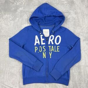 Y2K Aeropostale Zip Up Hoodie Embroidered Logo Womens S Casual Vintage NY Spell